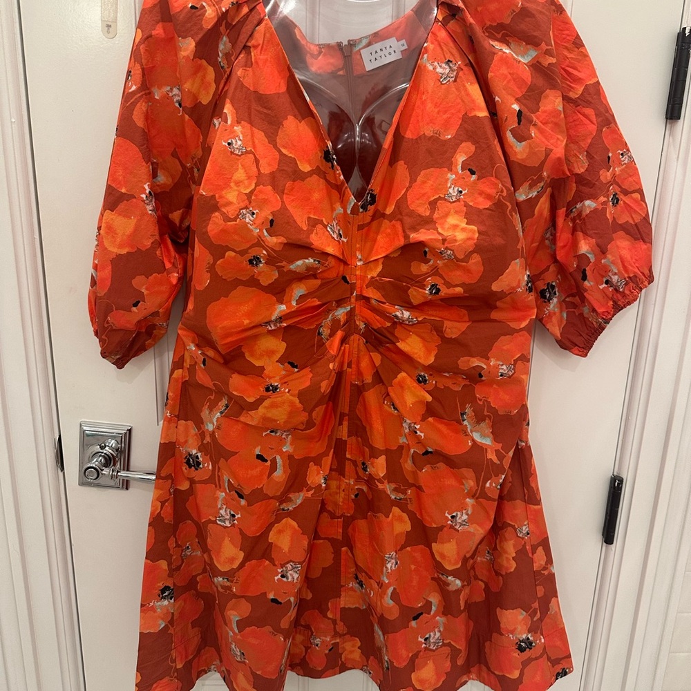 Tanya Taylor gathered orange floral dress